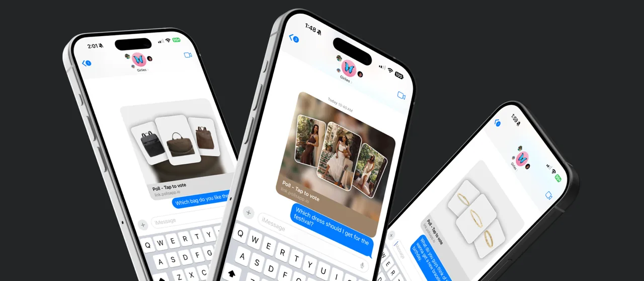 Shop with Friends, our Shopify app: shoppers send polls about products to friends in iMessage